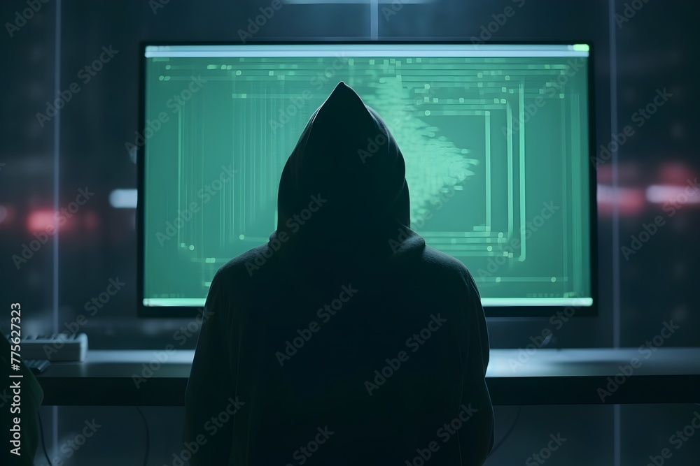 Wanted Hacker Coding Malicious Virus Ransomware Using Abstract Binary ...