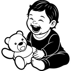 Poster - baby with teddy bear