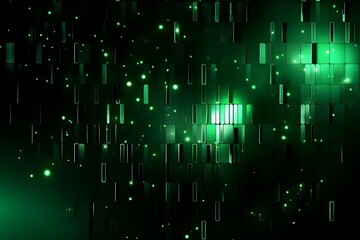 Wall Mural - dynamic binary matrix of luminous pixels in futuristic green abstraction