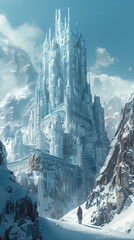 Canvas Print - a castle made of ice and snow is shown in the distance