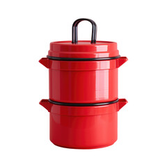 Two red pots with handles on each