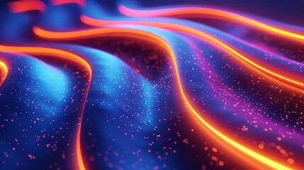 Wall Mural - 3D render abstract background with neon light lines speed, in the style of neon blue and neon orange