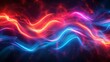 3D render of glowing neon on black background, in the style of electric blue and fiery red