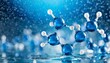 Serum Chemistry Abstract: Blue Molecule Atoms on Blue Background