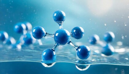 Serum Analysis: Blue Atoms Structure on Liquid Background