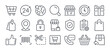 © lanastace - Online shopping and e-commerce editable stroke outline icons set isolated on white background flat vector illustration. Pixel perfect. 64 x 64.