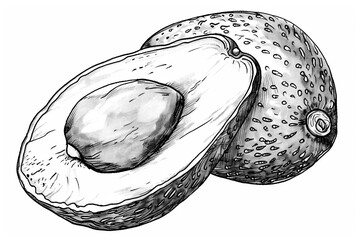 Sticker - Coloring Pages of avocado split open with seed