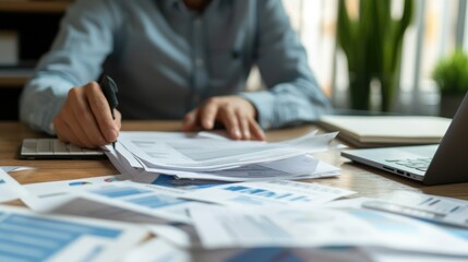 Aufkleber - Documents such as loan applications, credit reports, and financial projections being reviewed and processed as part of the loan approval process