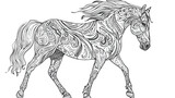 Fototapeta Konie - Horse coloring book page for adults flat vector isolated