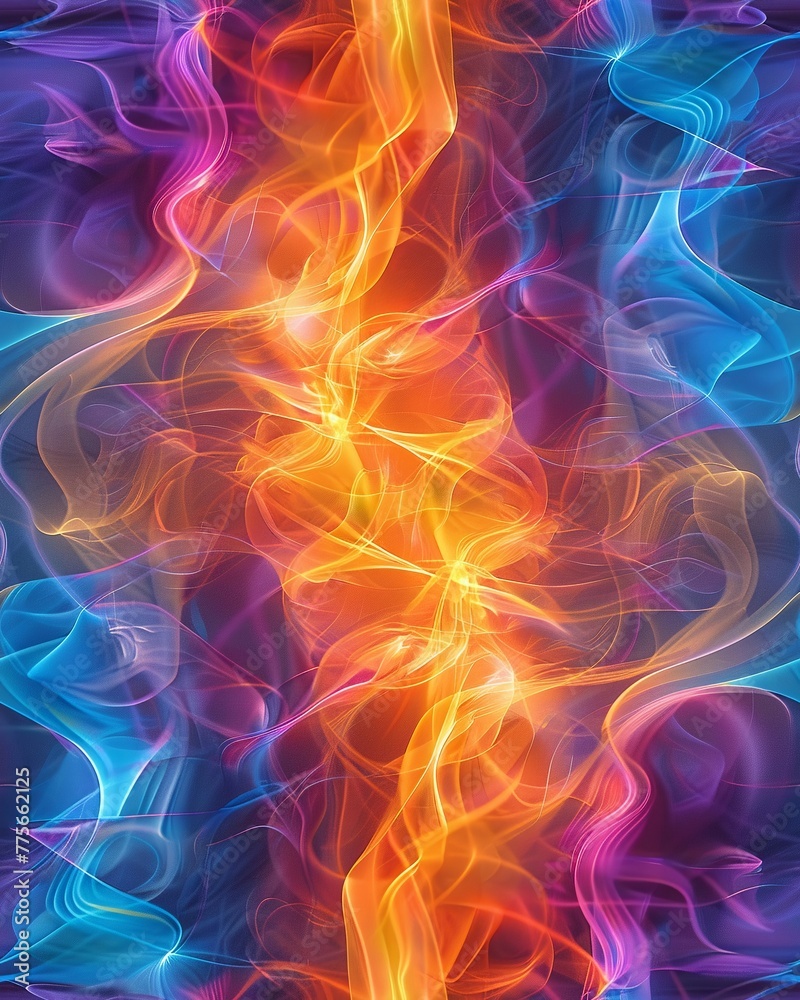 Electromagnetic waves, vibrant energy patterns, seamless tech aura