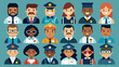 Set Of Colorful Diverse Security Guard Icons