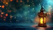 Islamic greeting Eid Mubarak cards for Muslim Holidays. Eid-Ul-Adha festival celebration. Arabic Ramadan Lantern .Decoration lamp, Blurred background, golden bokeh lights. Eid ul Fitr  ai generated 