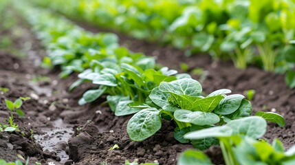 Fresh Spinach in the Garden