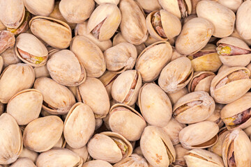 Wall Mural - Background of the roasted salted pistachio nuts close-up