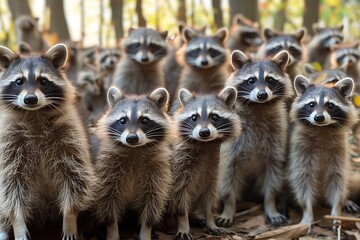  Curious Raccoons Assembled in the Forest