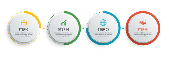 Wall Mural - infographics circle timeline with 4 number data template. vector illustration abstract background.