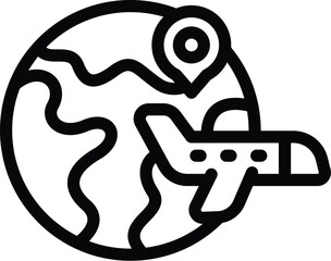 Poster - Airplane delivery service icon outline vector. International shipment. Global parcel distribution