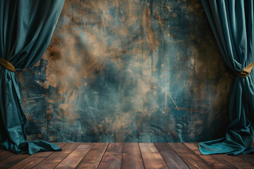 Poster - Vintage room with stage and curtains. Background image. Created with Generative AI technology.