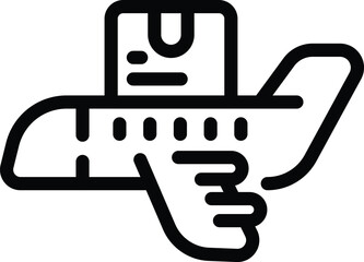 Poster - Delivery aircraft icon outline vector. Air transportation service. Worldwide shipping service