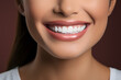 © Oksana - A close-up shot of the lower portion of a woman's Charming smile with white teeth for dental service promotions