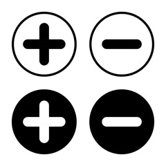 Poster - Plus and minus icon vector on black circle. Positive and negative sign symbol