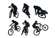 Silhouette action biker vector isolated on white background.