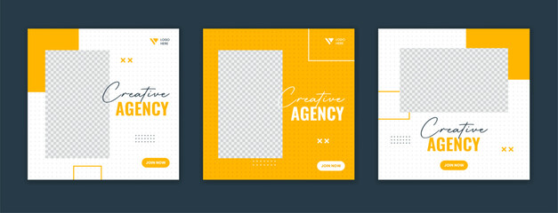 Wall Mural - Yellow abstract corporate social media post design, geometric shape editable business square template