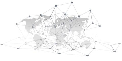 Poster - Black and White Modern Minimal Style Polygonal Network Structure, Digital Telecommunications Concept Design, Network Connections, Transparent Geometric Wireframe, Creative Isolated Vector Illustration