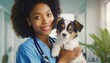 veterinarian holding cute little puppy