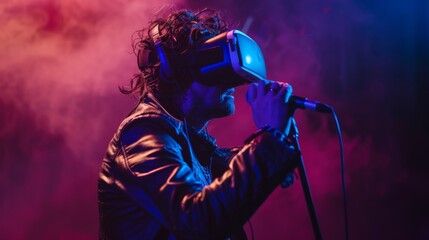 Poster - Man in Leather Jacket Holding Microphone
