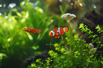 Poster - Nemo fish in the sea with sea plants