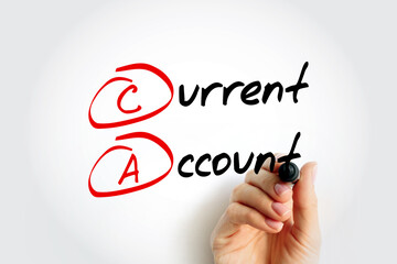 Poster - ca current account - records the value of exports and imports of both goods and services and interna