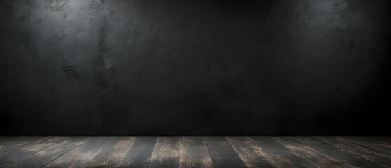 Wall Mural - Old grunge background with black wall texture with rough dark concrete floor