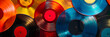 Spectrum of Sound: Colorful Array of Vintage Vinyl LP Records