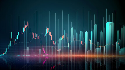 Stock market chart or forex trading chart for business and finance concept