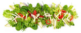 Fototapeta Sypialnia - Mixed Salad with sliced Ham and Cheese - Fresh Lettuce Panorama isolated on white Background