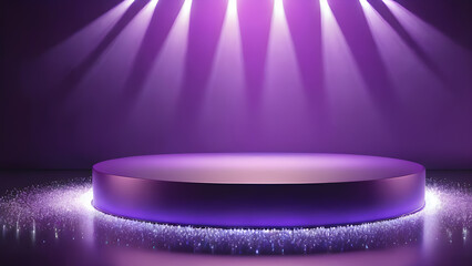 Wall Mural - a platform for product presentation and advertising. well-lit purple background. mockup