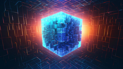 Poster - abstract cube