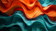abstract 3D background, colorful waves, dark orange and teal color palette, hyper detailed in the style of various artists, high resolution