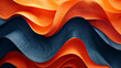 abstract wallpaper, with a dark orange and navy blue color scheme, featuring waves, 3D shapes, and curves in a modern style,