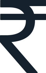 Wall Mural - Rupee symbol icon in regular weight. Indian currency symbol isolated on white background with black 