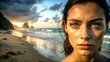 Radiant Woman on the Beach: A Captivating Portrait