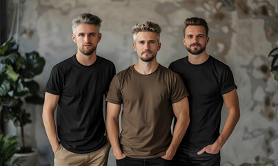 Wall Mural - studio Photo men fashion tshirt mockup group