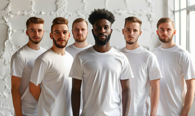 Wall Mural - studio Photo men fashion tshirt mockup group