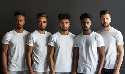 Wall Mural - studio Photo men fashion tshirt mockup group