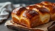 Brioche bread pastry photographed in a gourmet style with golden delicious crust and French cuisine appeal
