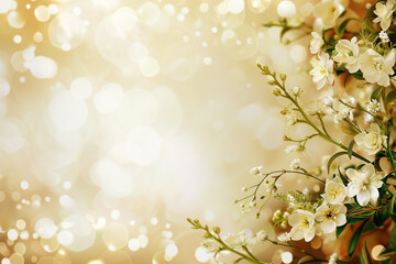 Poster - Wedding floral arrangement. Background with space for text. Created with Generative AI technology.