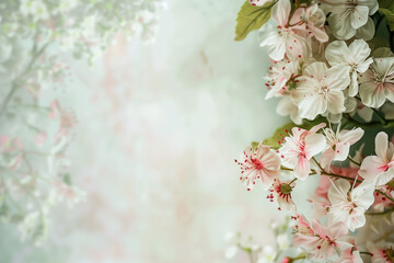 Poster - Wedding floral arrangement. Background with space for text. Created with Generative AI technology.