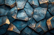 Dark blue background with dark gray and gold polygonal shapes. Created with Ai