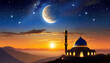 Sky night stars and moon, islamic night, sunset, twilight
